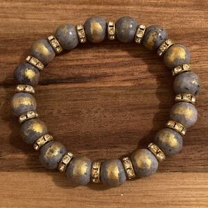 Handmade Gold and Gray Beaded Bracelet
